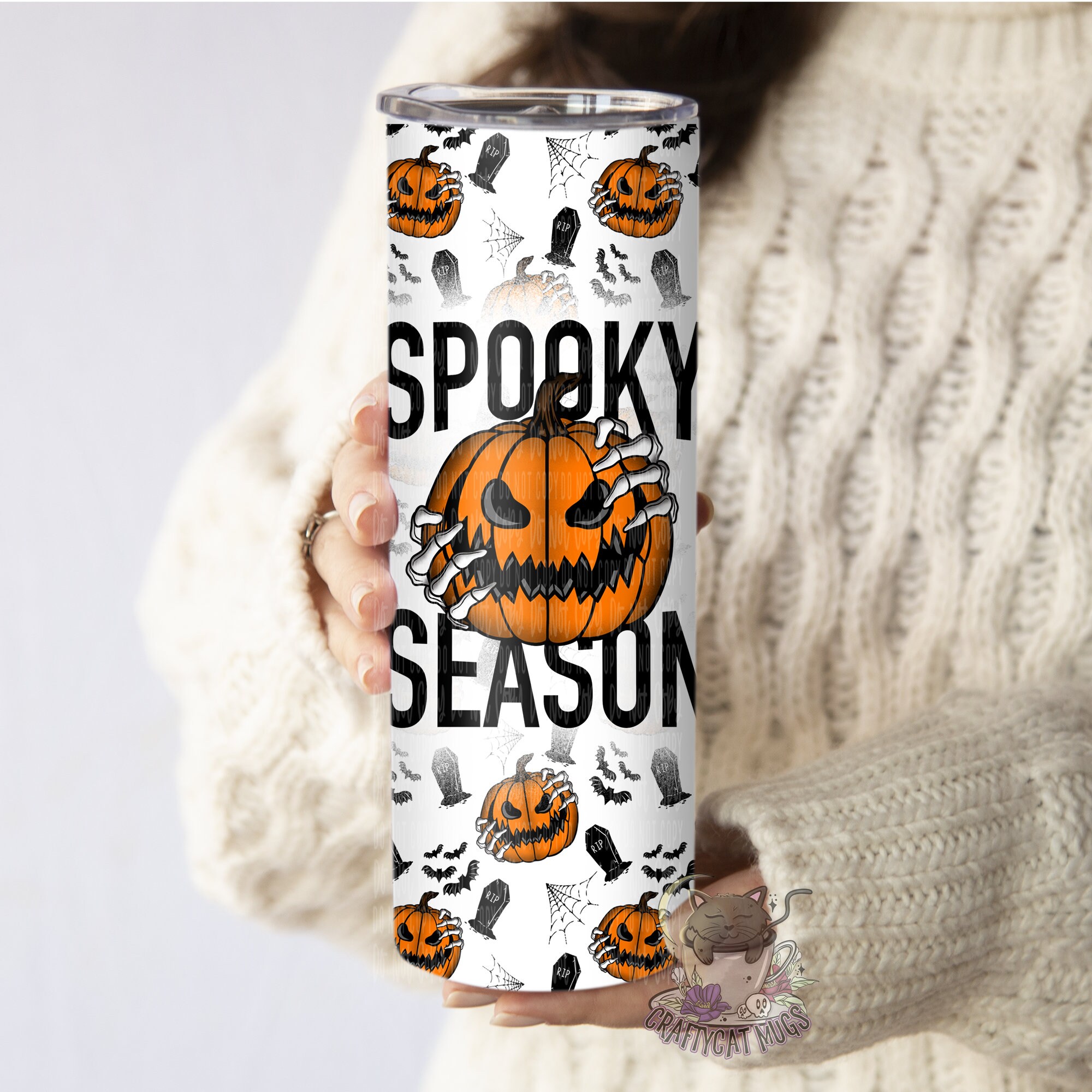 Halloween Spooky Season Tumbler | Spooky Pumpkin Cup | Pumpkin Tumbler | Skeleton Tumbler