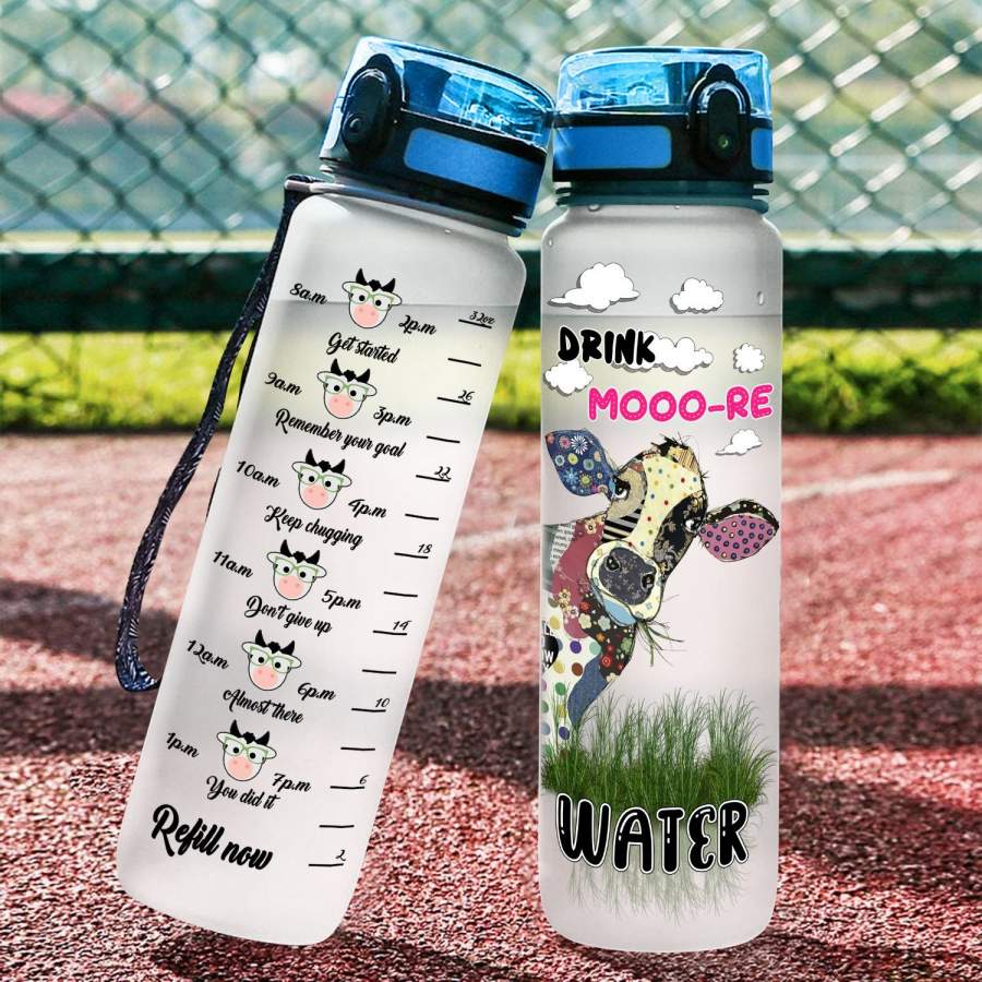 Farmer Water Tracker Bottle Drink Mooore Water Quilted Cow VTT3856789