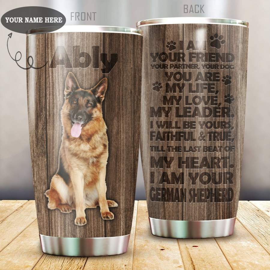 German shepherd stainless steel tumbler custom name HAC080402