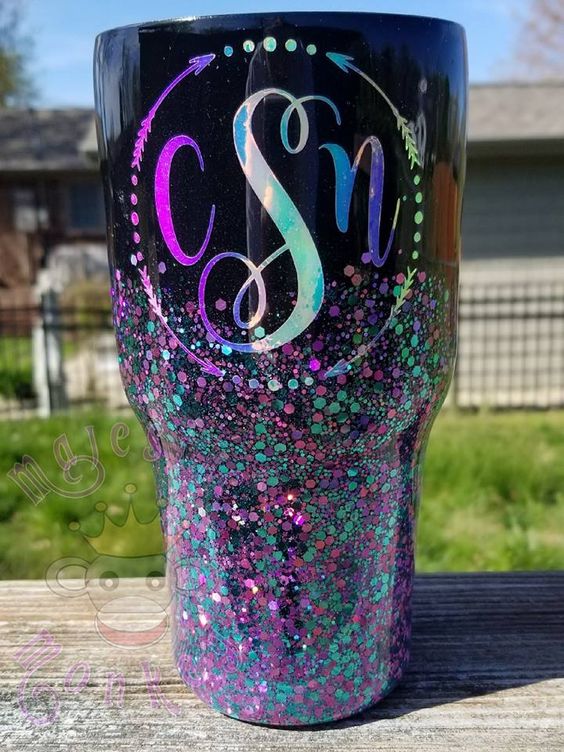 Purple & Silver Glitter Tumbler