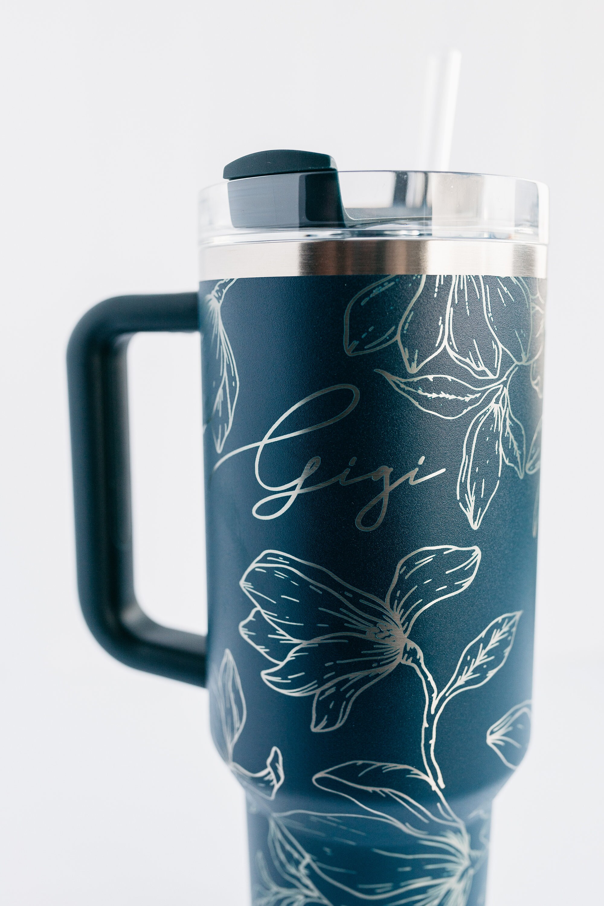 Stanley 40oz tumbler | PERSONALIZED Magnolia Florals Engraved Design