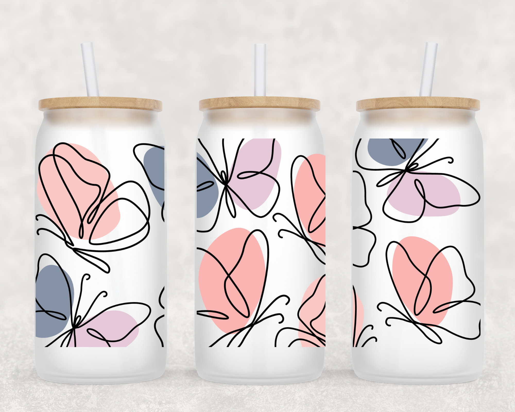 Butterflies Boho Beer Can Glass | Spring Coffee Cup | Butterflies Pastel Coffee Glass | 16oz Libbey Glass | Coffee Glass | Easter Gift