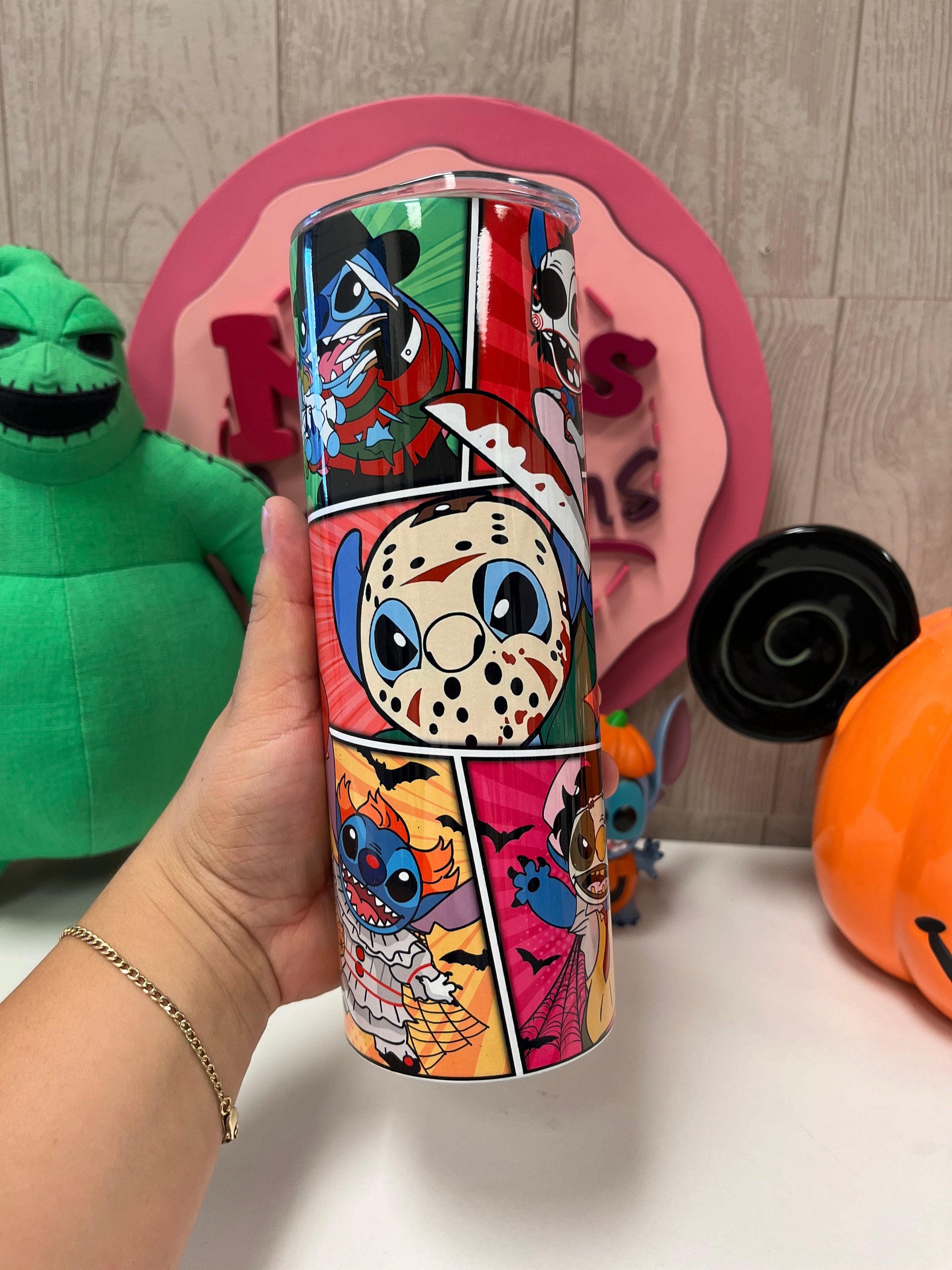 Stitch horror custom tumbler, Stitch horror tumbler