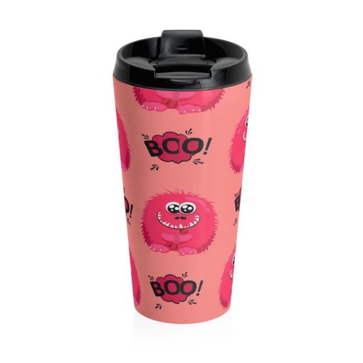 Stainless Steel Travel Mug, Halloween Boo Monster Holiday Travel Mug, All Over Print Steel Mug, 15 Ounce Tumbler, 15Oz Coffee Tea Drinkware