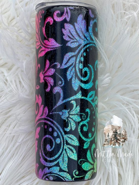 Lace Glitter Tumbler, Personalized Glitter Tumbler, Western Lace Tumbler