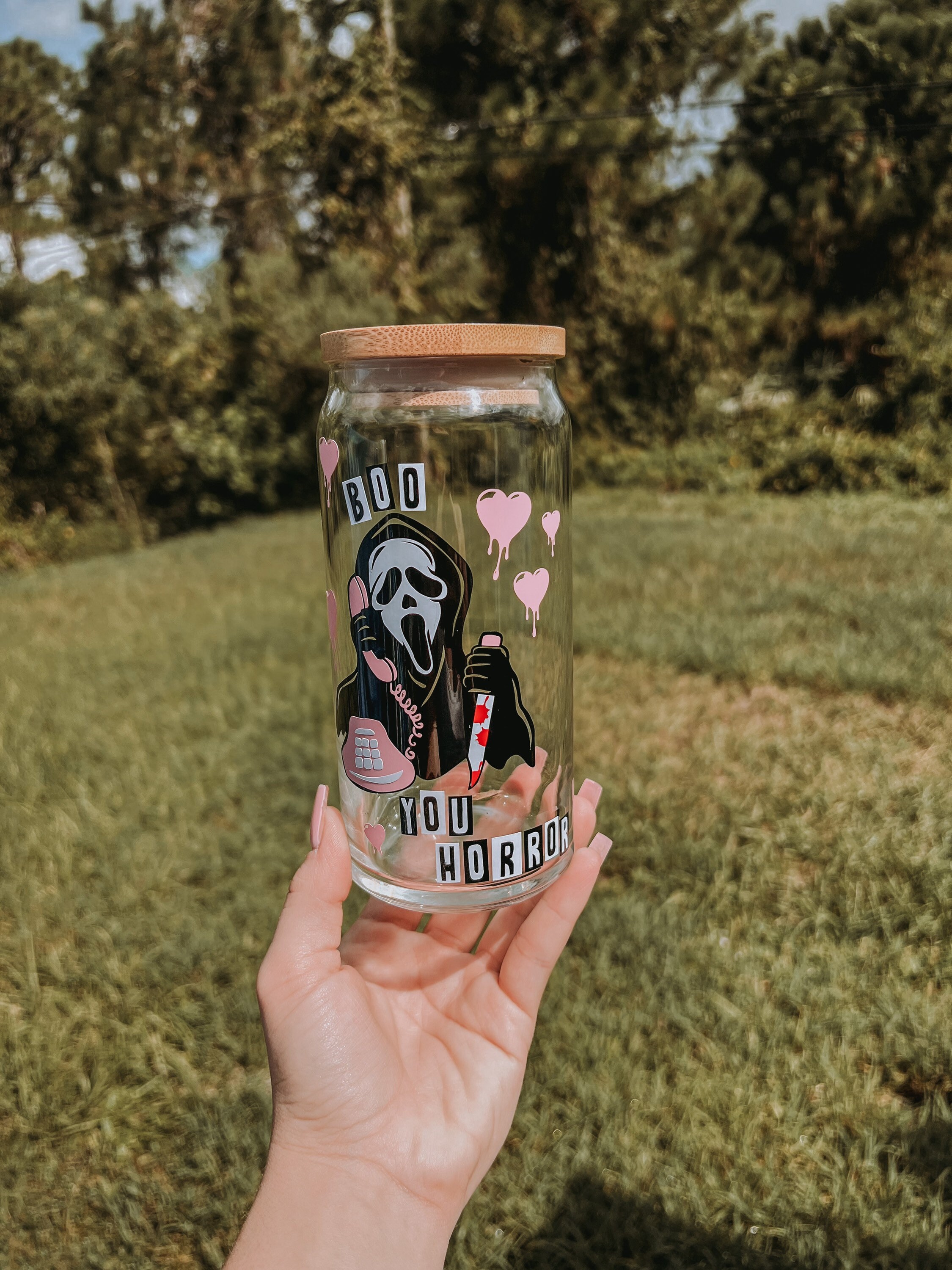 GHOSTFACE beer can glass | spooky glass can | coffee glass can | iced coffee glass can | Halloween glass can