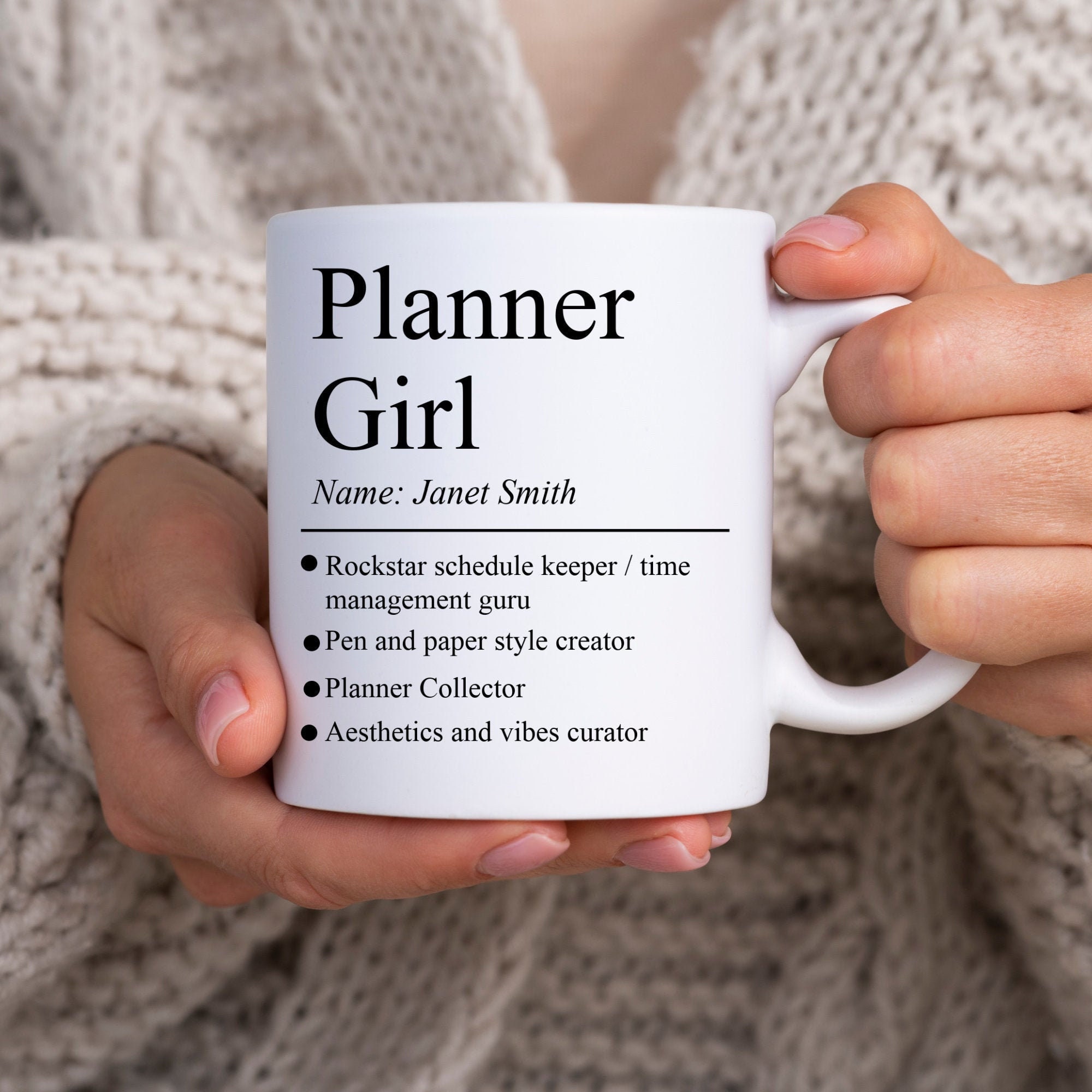 Personalized Custom Name Planner Girl Definition Mug Planner Accessories Gift for Scrapbooking Lovers Crafting Mug