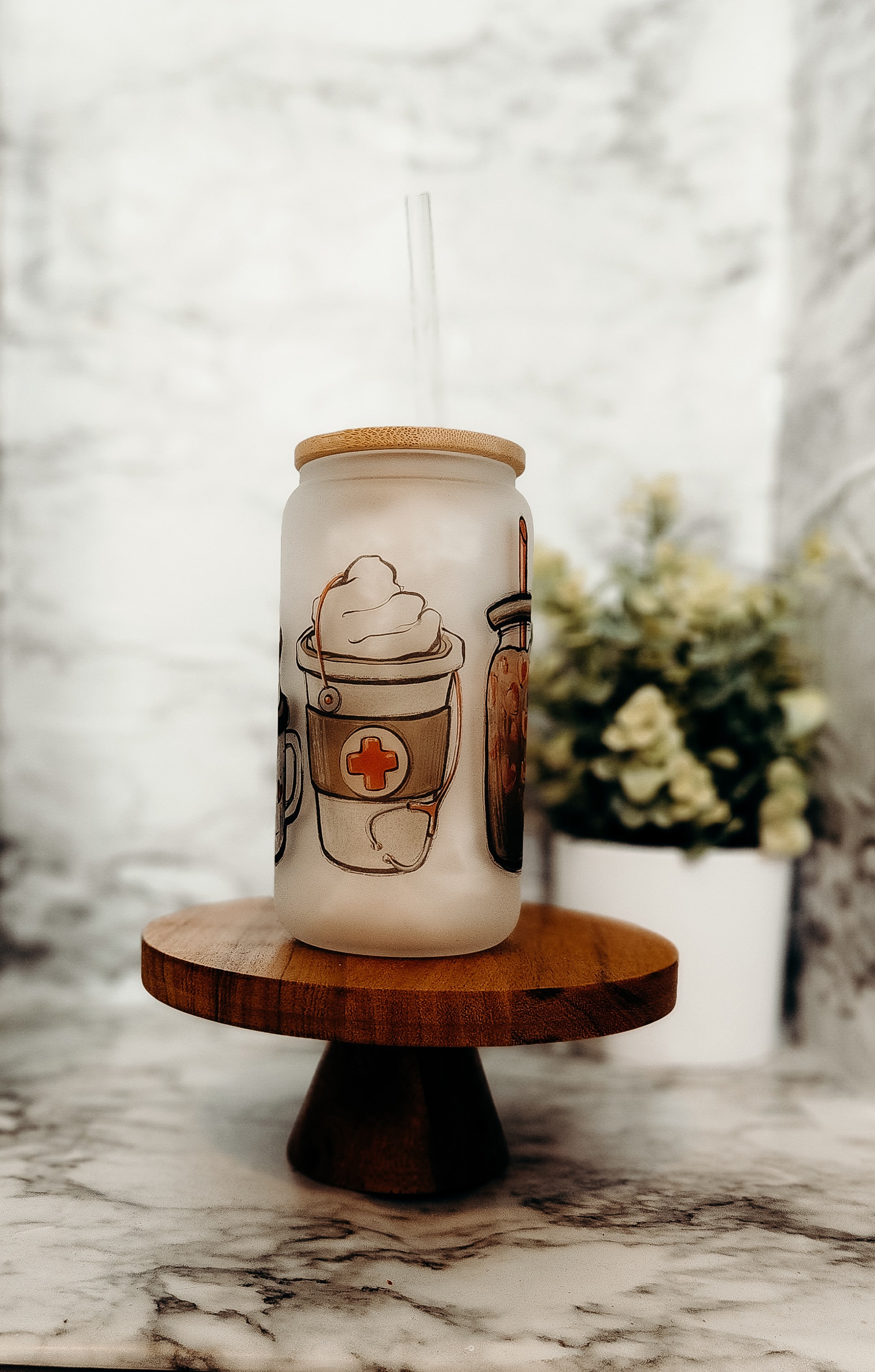 Nurse Iced coffee cup, Nurse coffee cup, Ice Coffee Cup , Glass Can , Glass Cup with Lid and Straw , Gifts for Nurse, coffee aesthetic