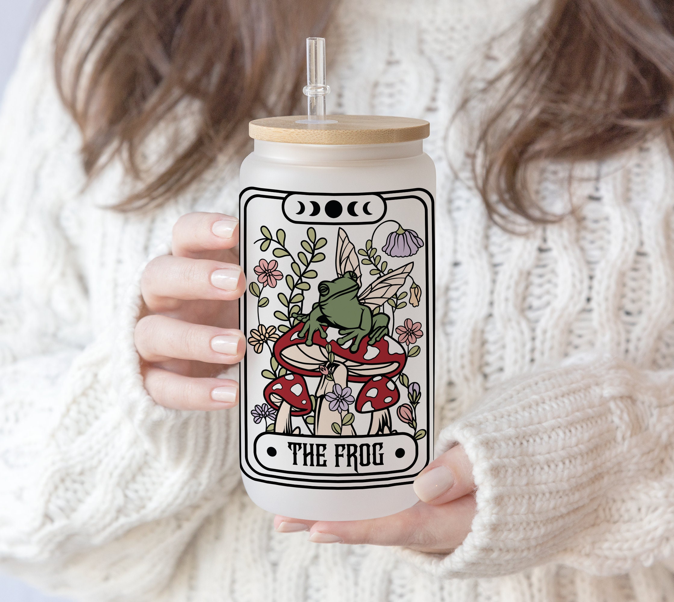 4  files 16 20 25 oz Shirt Mug Bundle Can glass Skinny Sublimation Frog Tarot Card | funny | Flower Mushroom Card | Moon Phase PNG files