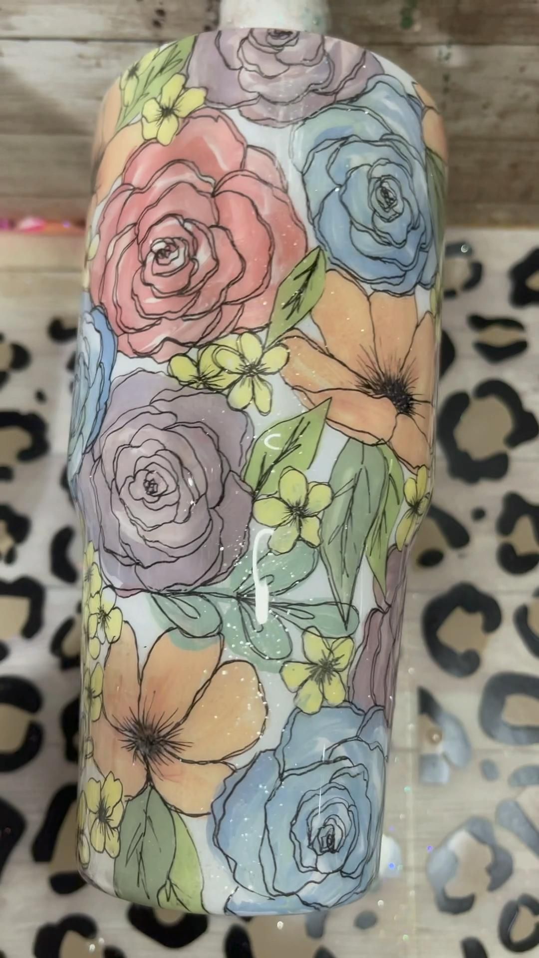 Hand Painted Floral Tumbler