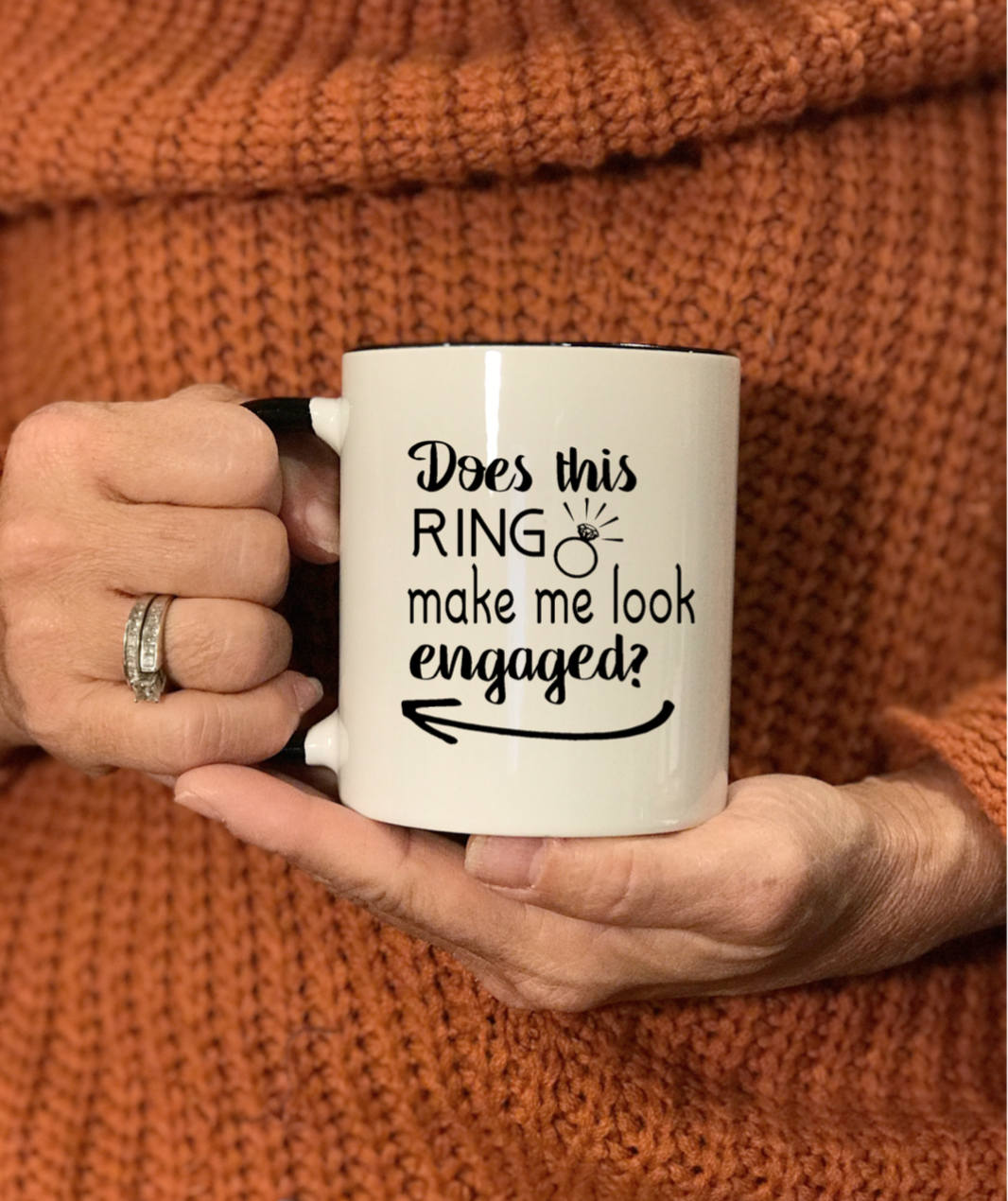 Does this ring make me look engaged mug, engagement announcement gift idea, Engaged Coffee mug cup, New engagement gift idea, engaged gift