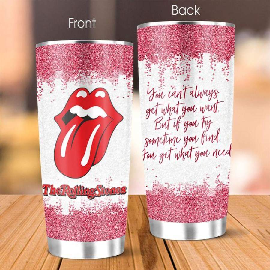 The Rolling Stones Glitter Lyric 20oz Stainless Steel Tumbler