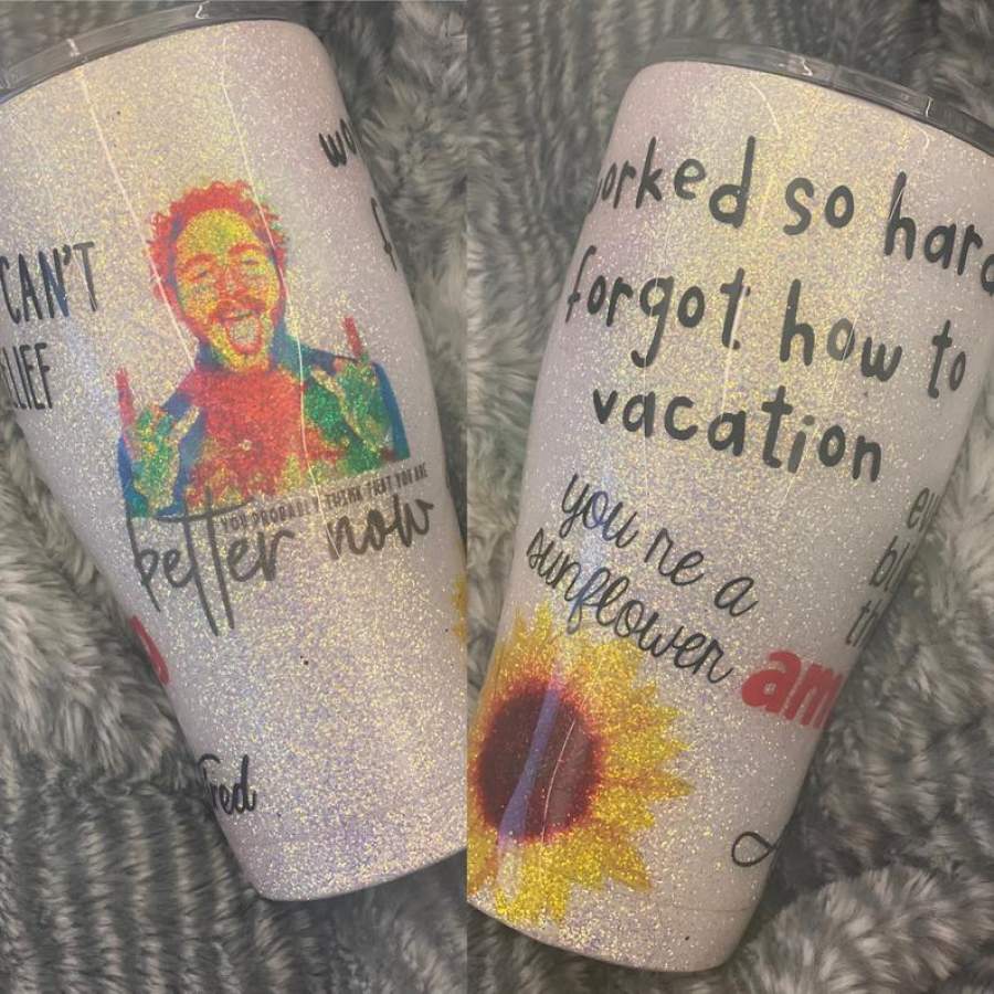 Post Malone SPARKLING GLITTER Steel Mug Stainless Steel Tumbler Cup, Post Malone Steel Tumbler, Post Malone Wooden Pattern 30 Oz Steel Mug