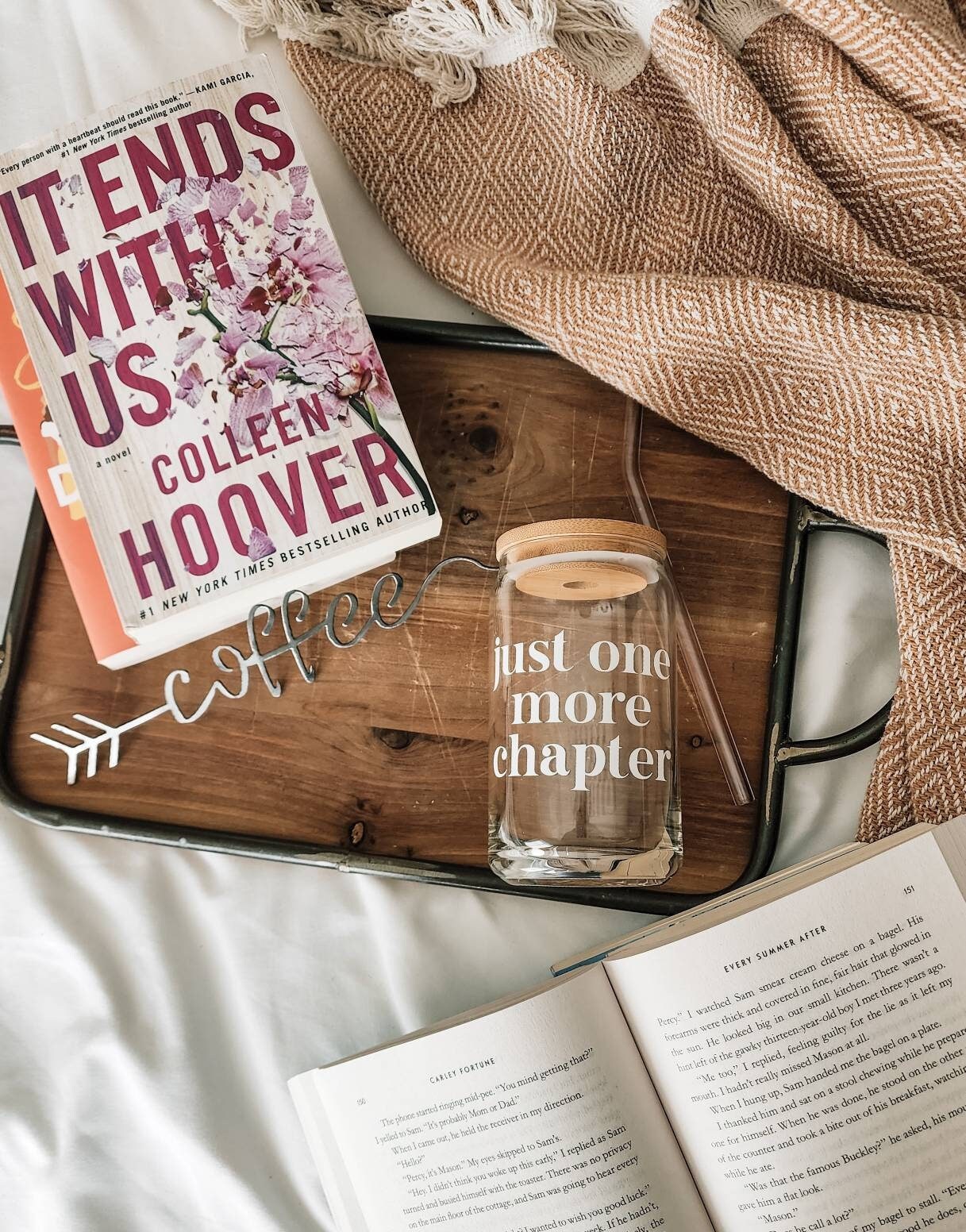 Just One More Chapter Glass Cup | Bookish Iced Coffee Cup | Bookworm Cup | Iced Coffee Glass Cup | Beer Can Glass