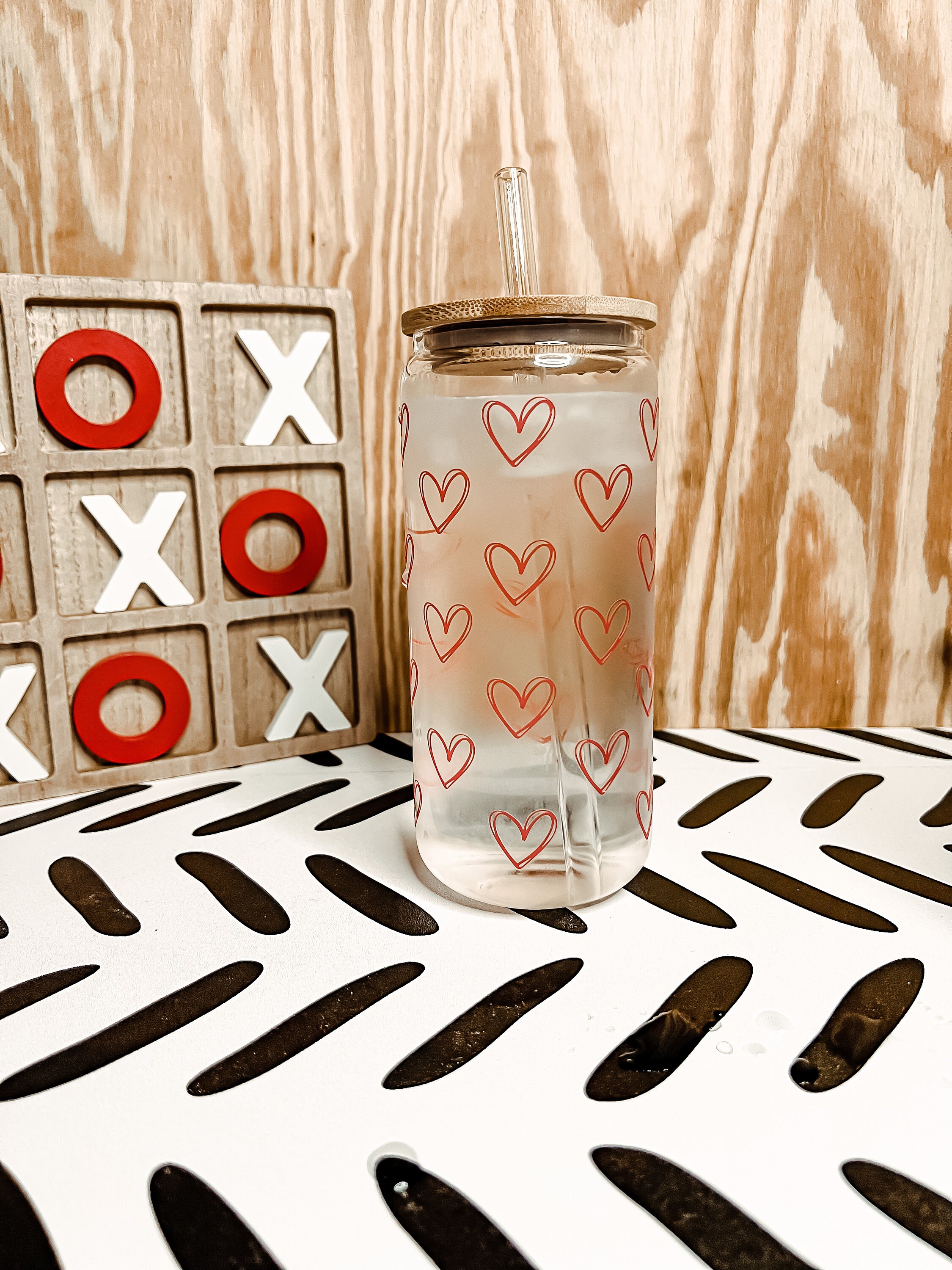 COLOR CHANGING hearts can glass | hearts | Valentines Day  | iced coffee glass | beer can glass | aesthetic