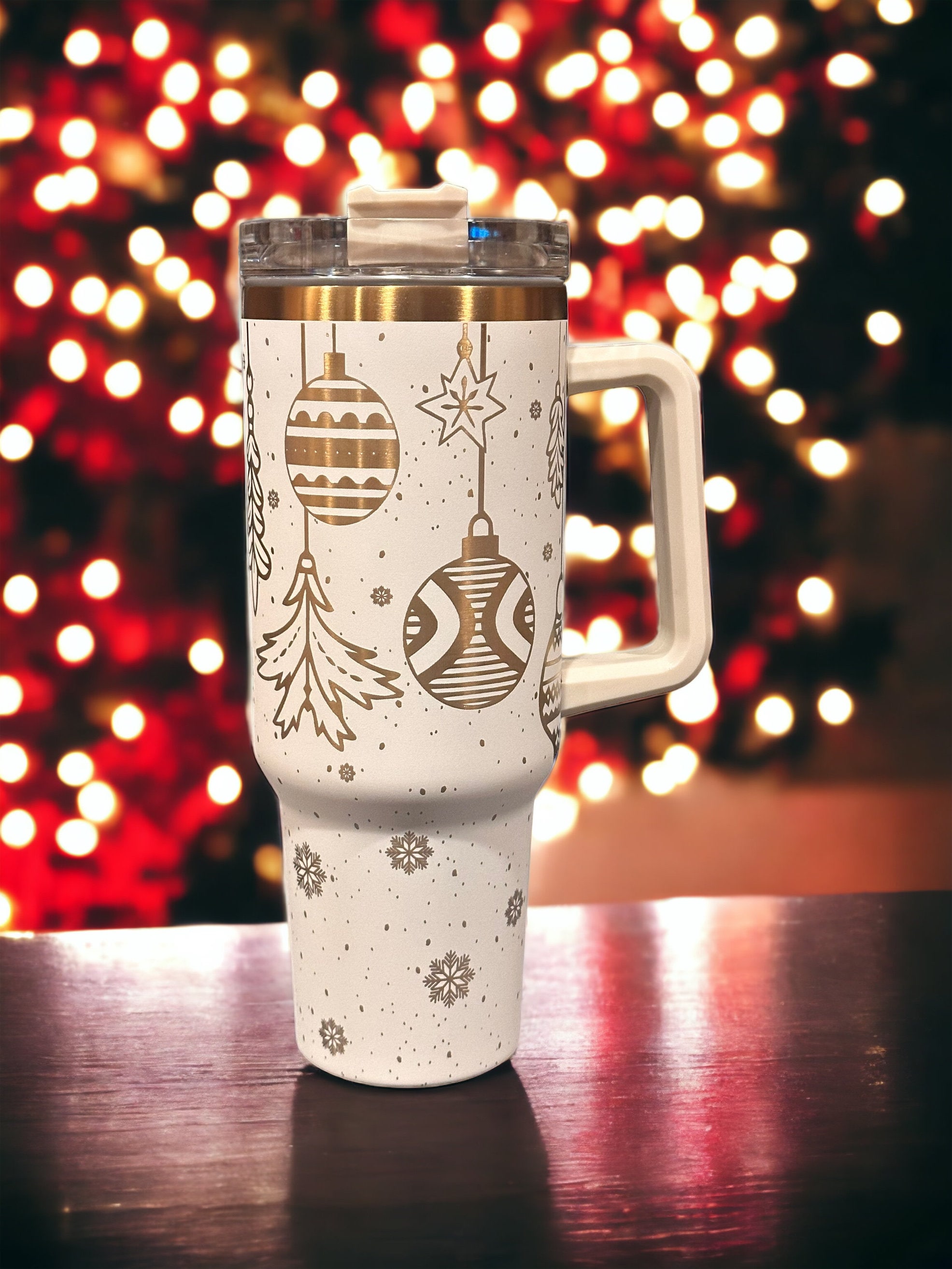 40oz Christmas Ornament Tumbler – Laser Engraved