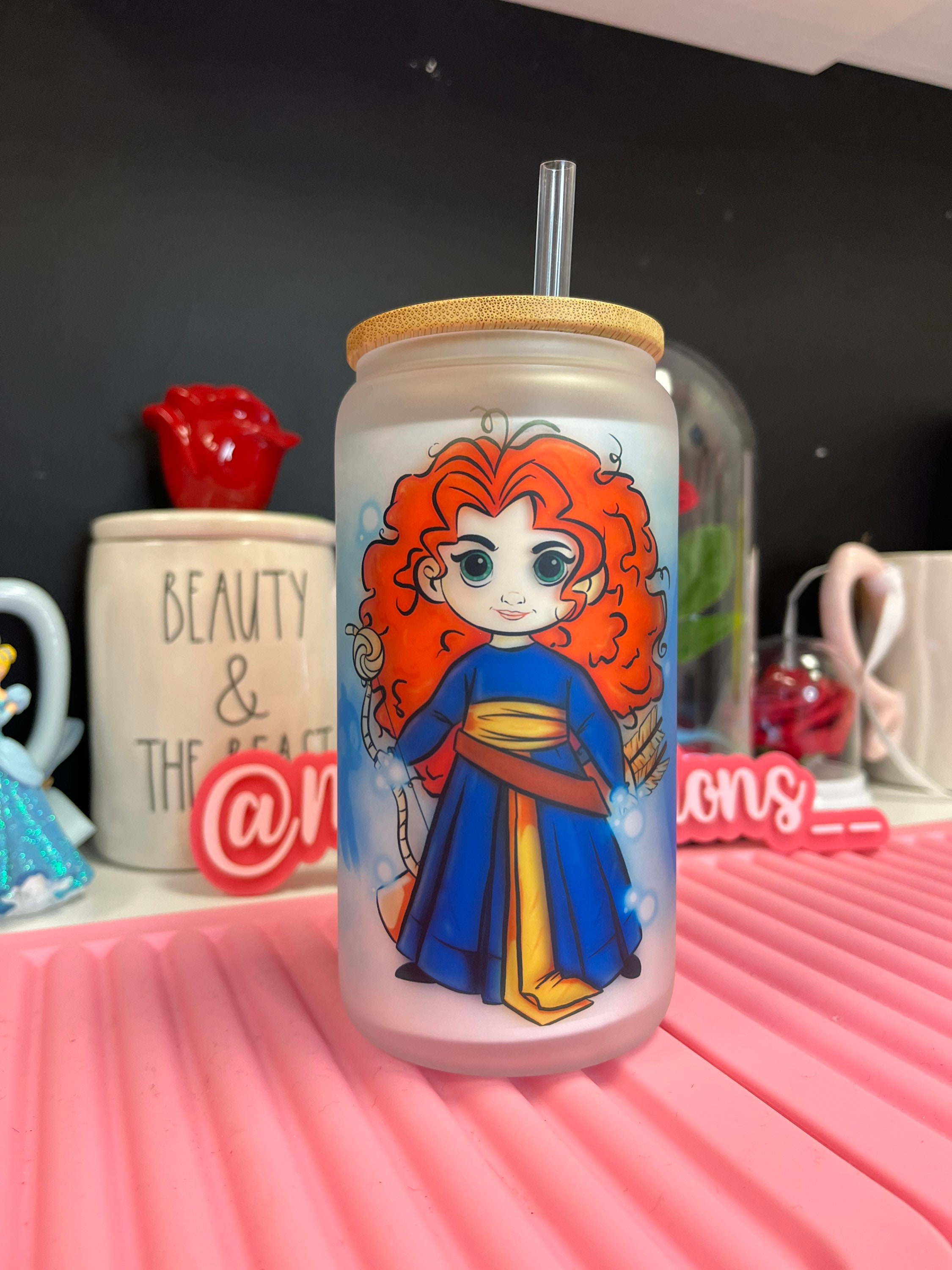 Merida frosted glass can, Princess glass can, Brace glass can