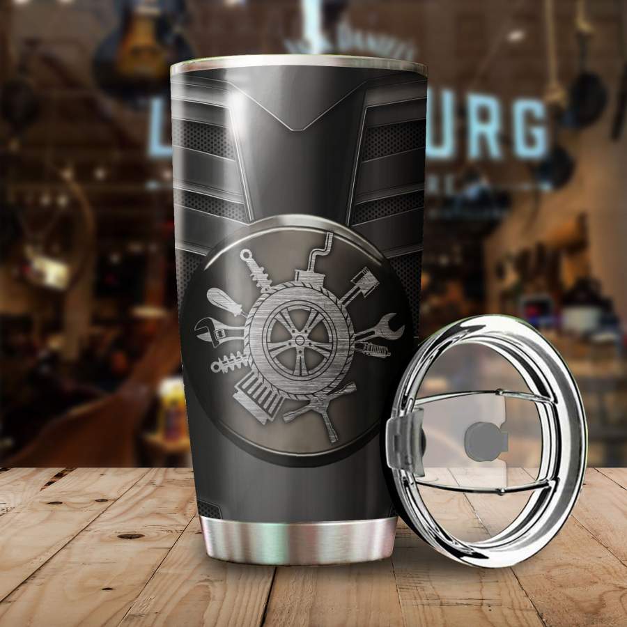 Car Mechanic Logo Stainless Steel Tumbler