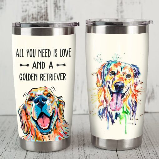 Golden Retriever Dog Steel Tumbler, Gift For Parent, Birthday Gift For Wife, Gift Ideas For Mom, Mother’S Day Gifts, Best Gifts For Mom