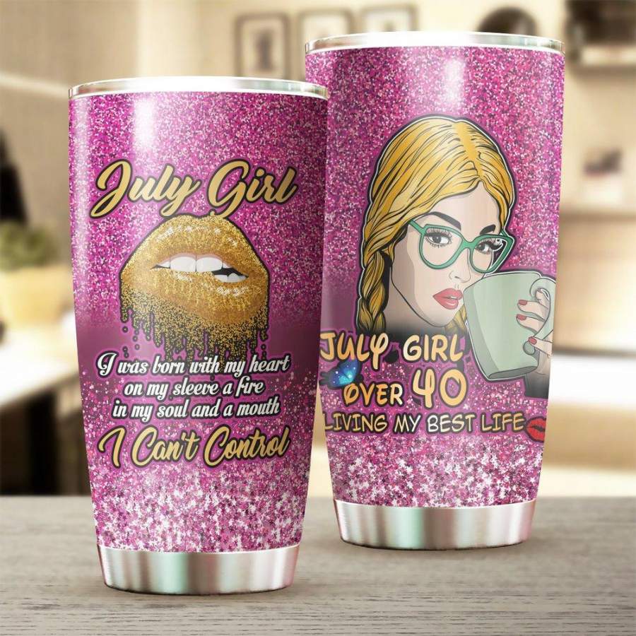 Happy 40th Birthday July Girl Stainless Steel Tumbler 20 Oz, Happy 40th Birthday July Stainless Steel Mug Birthday Gift