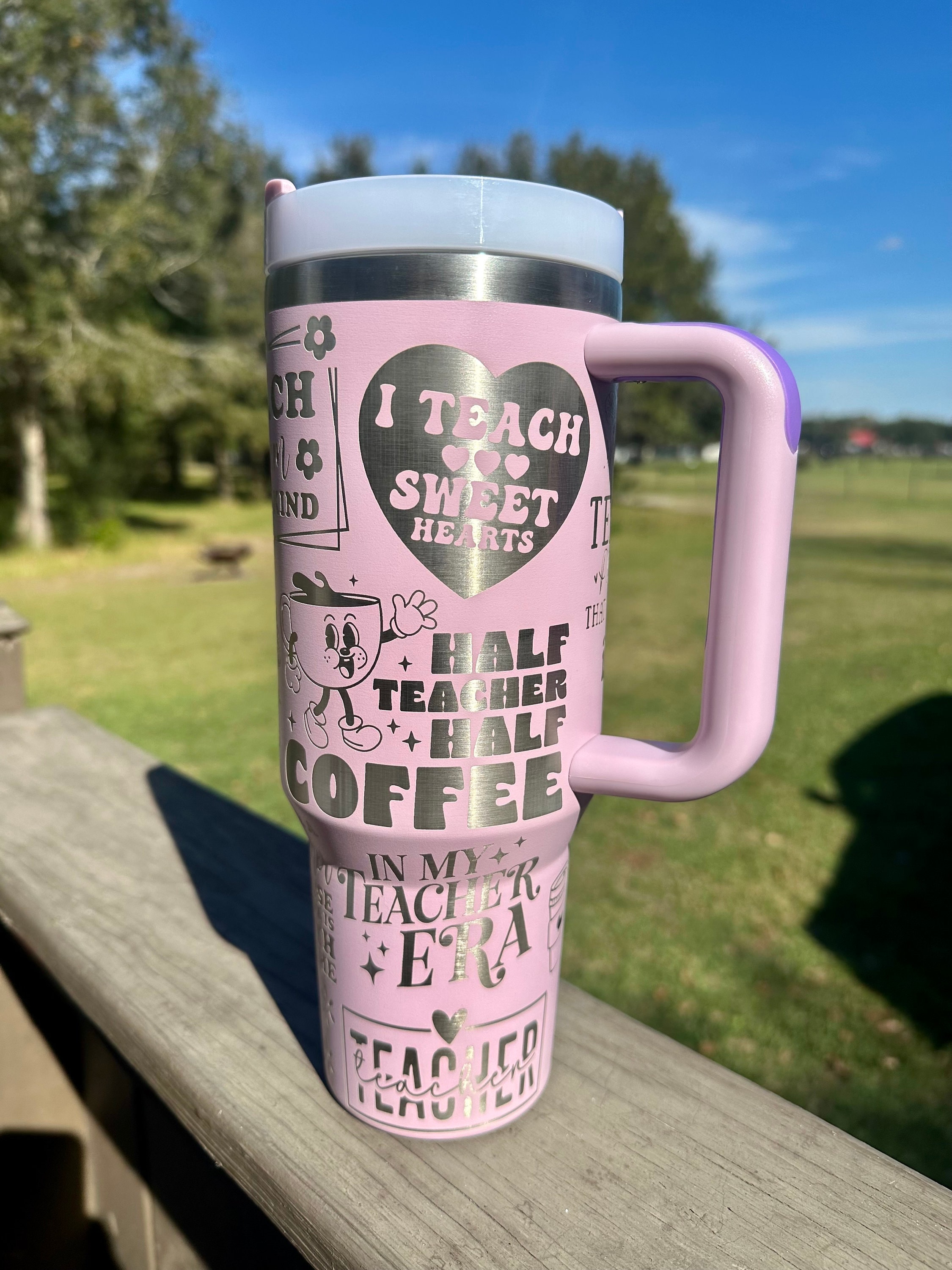 Teacher Appreciation | Teacher gift | Teaching 40 oz Stainless Steel Insulated Tumbler with Handle, Laser Engraved tumbler