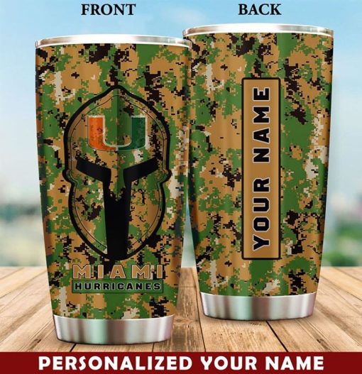 Custom Name Maimi Hurricanes Army Stainless Steel Tumbler 20Oz