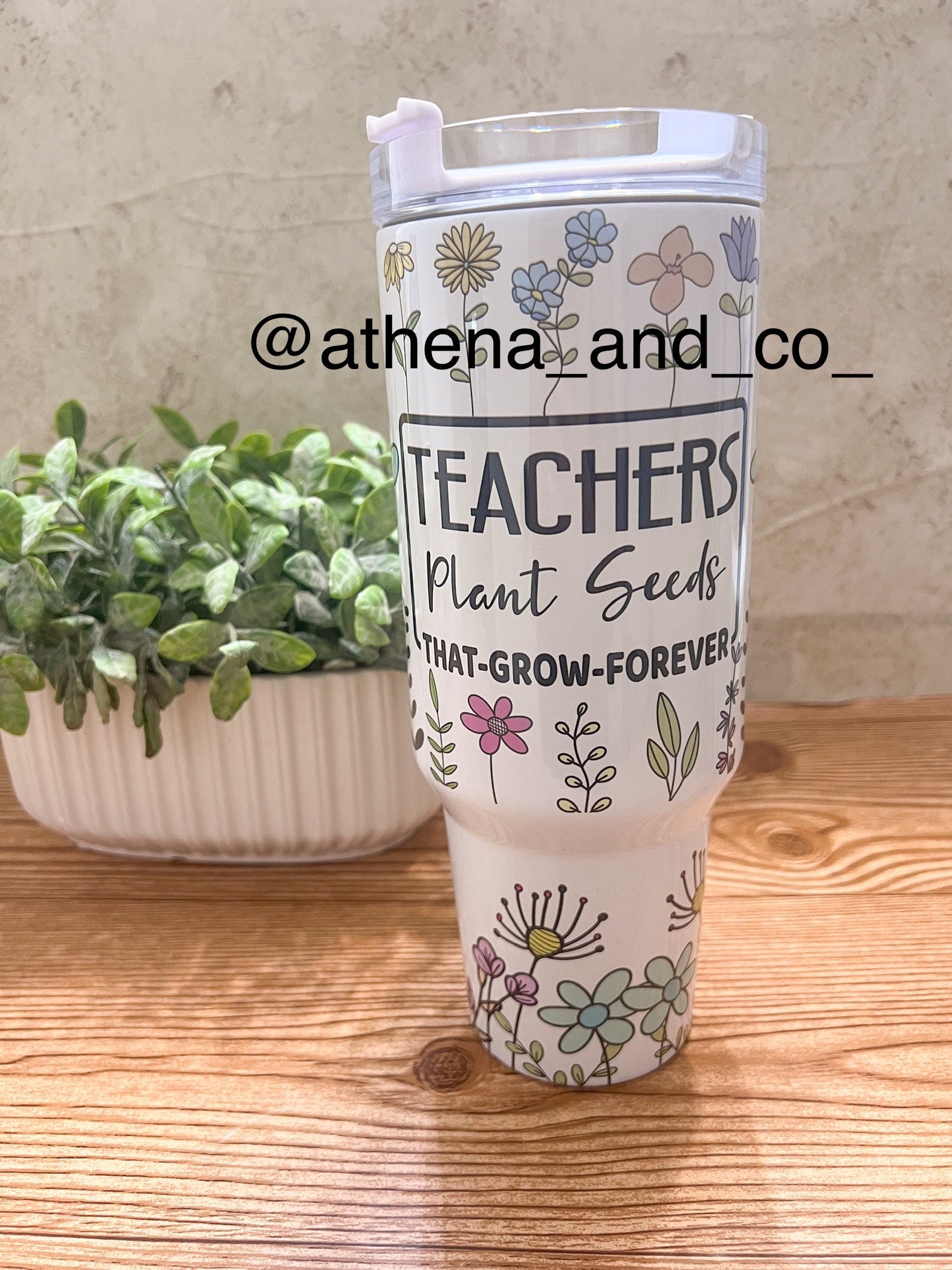 Teacher 40 oz tumbler| 40 oz tumbler | 40 oz tumbler with handle|  travel mug | Teacher gift