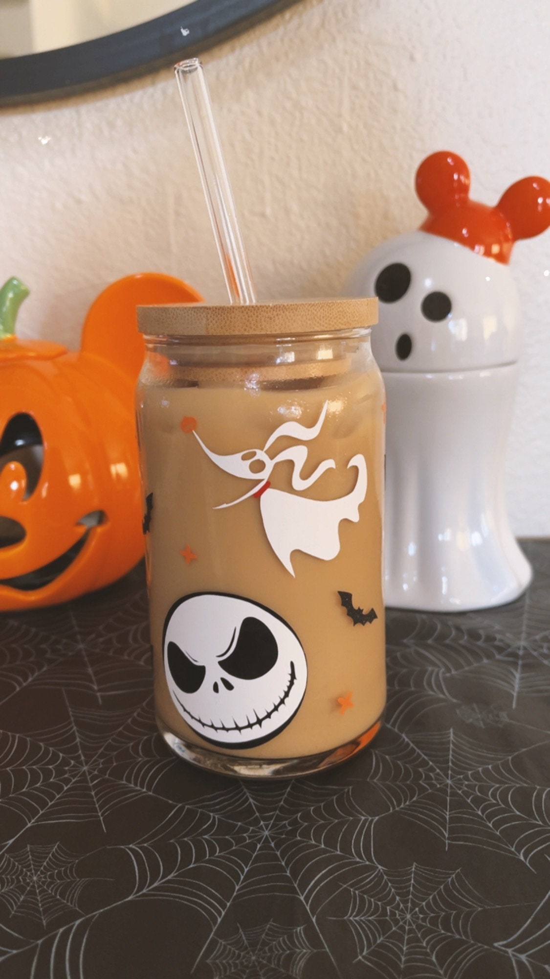 Spooky cup, Halloween cup, Iced coffee cup, Spooky season cup, Holiday cup