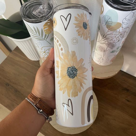 Boho Sunflowers And Rainbows Tumbler