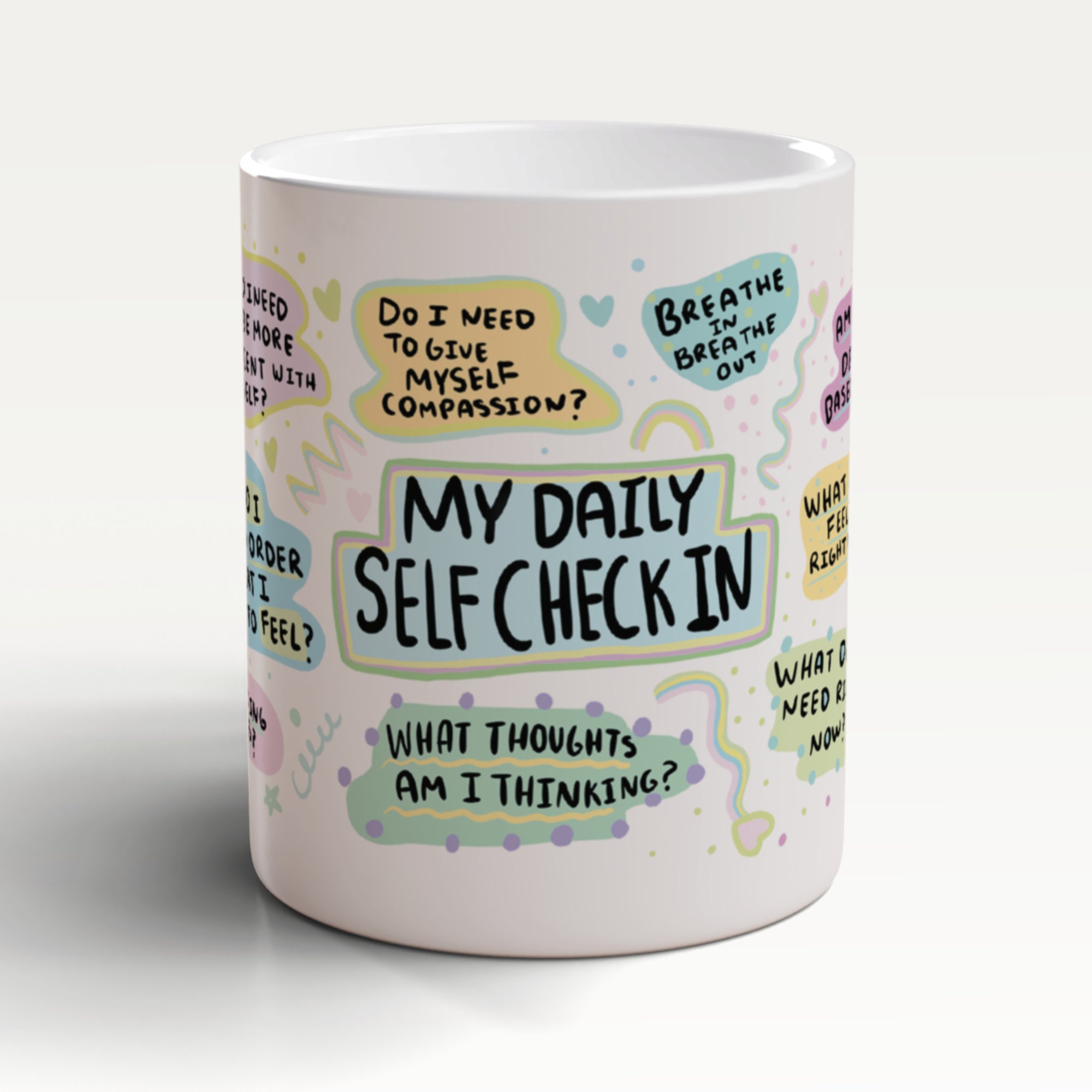 My Daily Self Check Mug, Self Care Mug, Mindfulness Mug, Mental Health Mug, Self Care Gift, Daily Reminder Mug, Law Of Attraction Gift