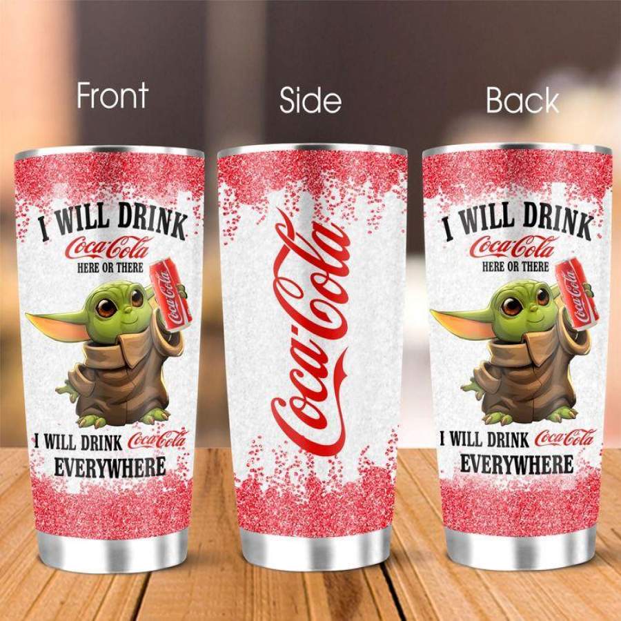 Coca-Cola Yoda Will Drink Everywhere 20oz Stainless Steel Tumbler