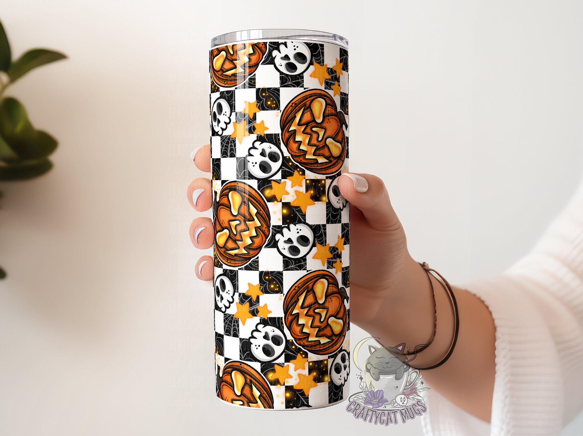 Pumpkin and Skulls Tumbler | Fall Tumbler | Halloween Tumbler