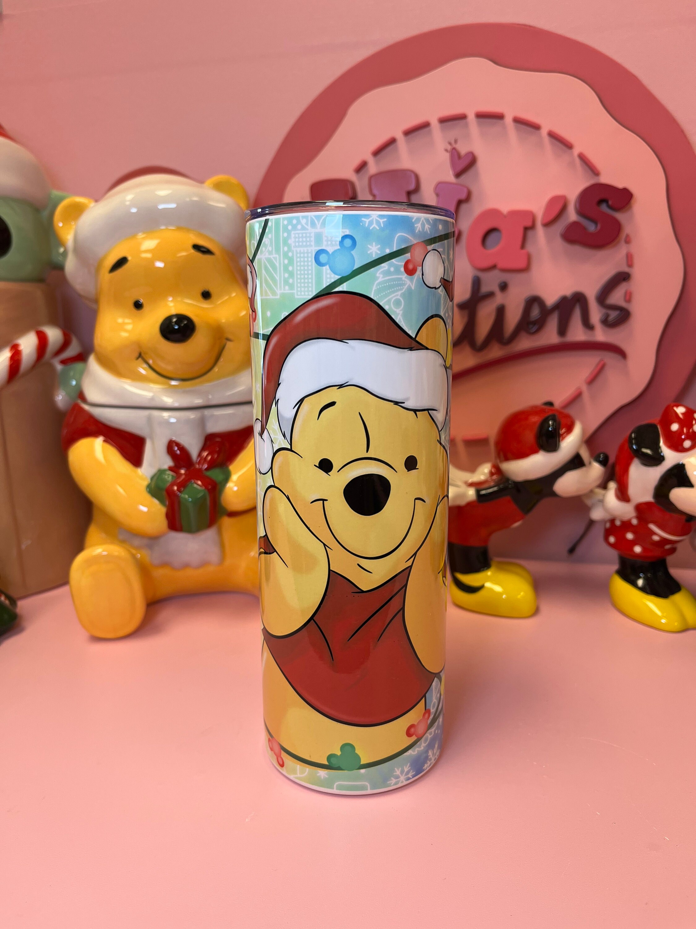 Winnie the Pooh Christmas custom tumbler, Winnie the Pooh and friends Christmas