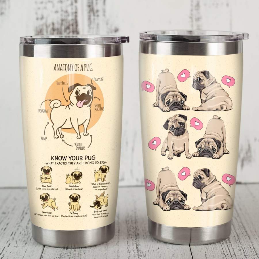 Pug Dog Steel Tumbler JR1601 87O60