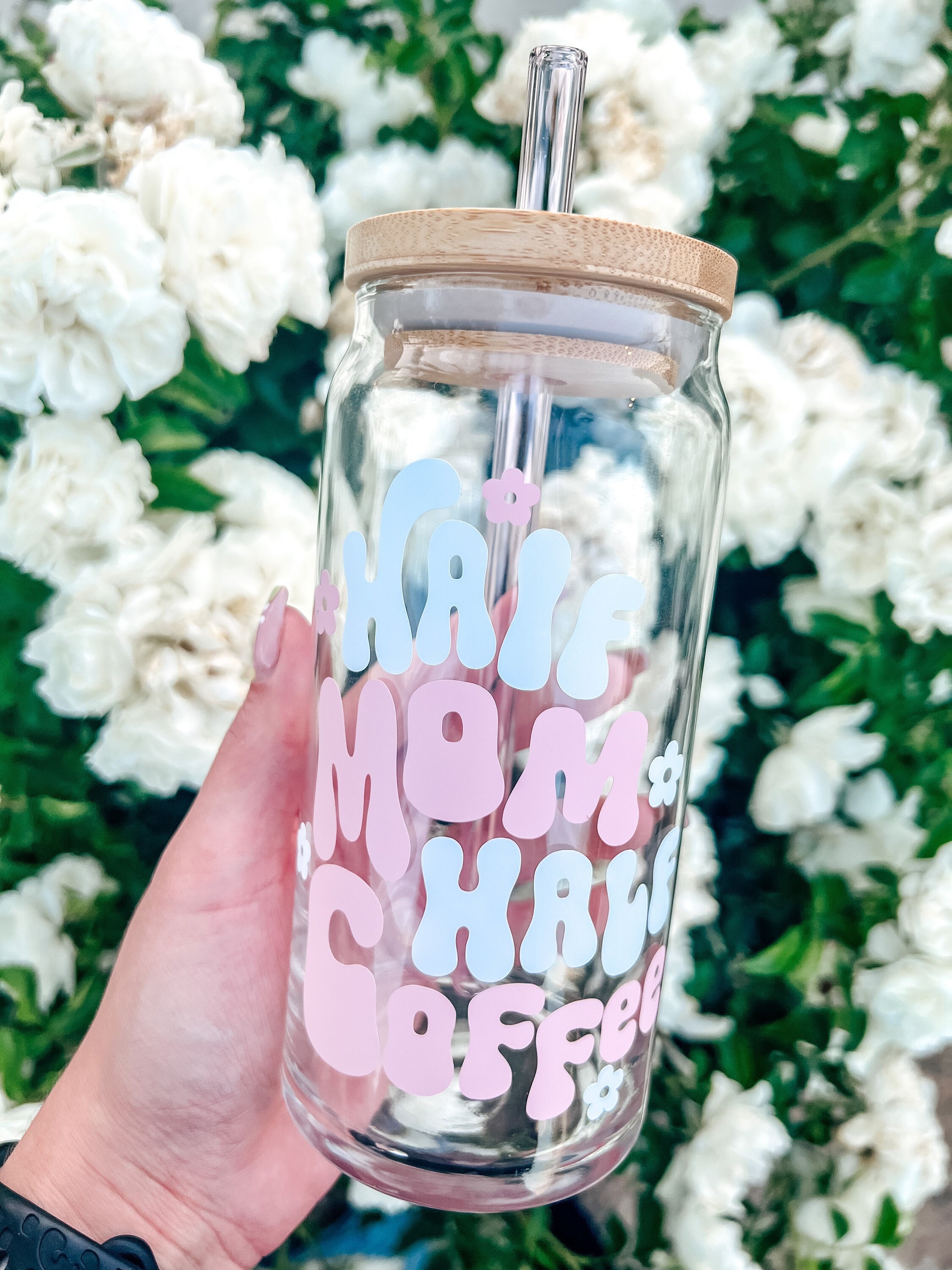 Half Mom Half Coffee Glass Cup | Mom Iced Coffee Cup | Beer Can Glass