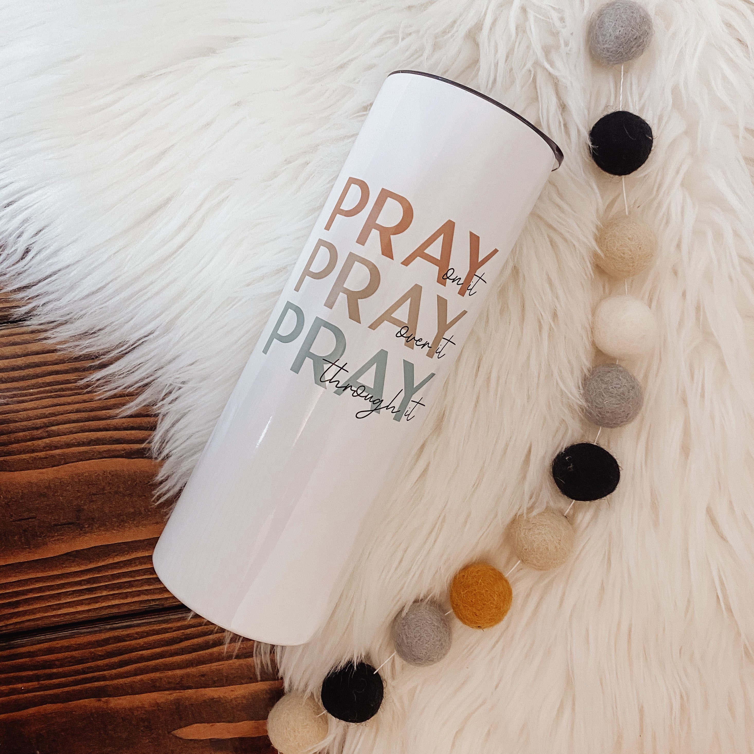 Pray Tumbler, Christian Tumbler, Bible Verse, 20 oz Skinny Tumbler, Insulated, Coffee Cup, Hot and Cold Cup,Reusable Plastic Straw