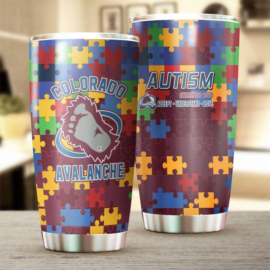 [Stainless Steel Tumbler 20 Oz] NHL205 Colorado Avalanche Stainless Steel Tumbler, Steel Mug Autism Father Day gifts, Mother Day gift