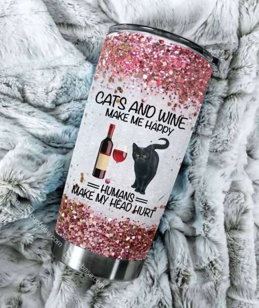 Cats And Wine Tumbler, Birthday Gift, Good Mother Day Gifts, Best Gifts For Dad, Gift For Sister, Gift For Best Friend, Gift Ideas For Mom