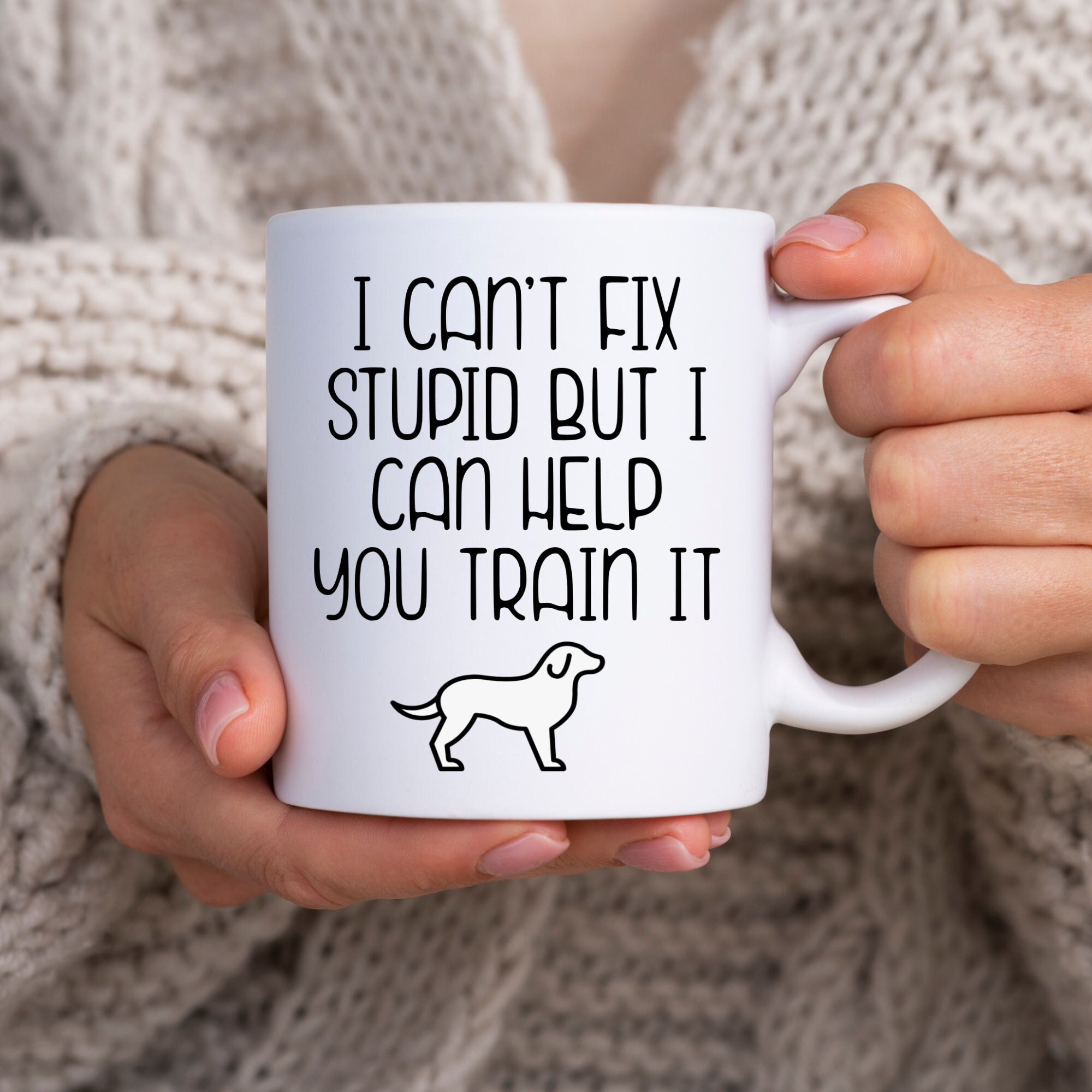 Dog Trainer Gifts, Dog Trainer Mug, Funny Gifts for Dog Trainers, I Can’t Fix Stupid But I Can Help You Train It, Dog Training Gift