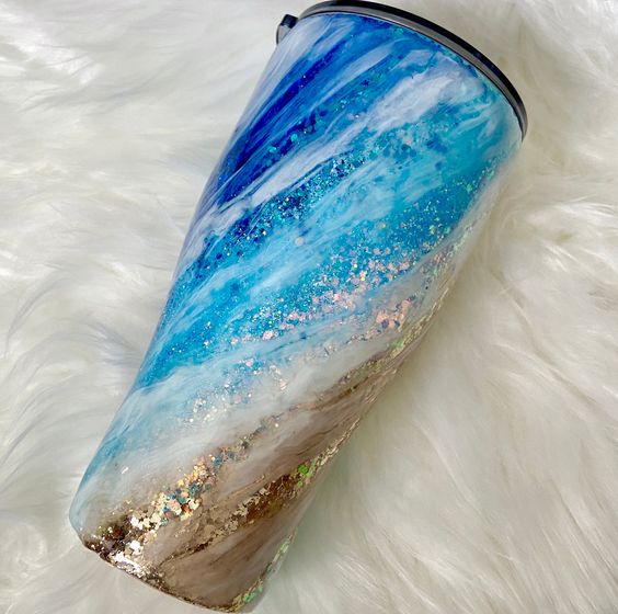 Beach Milky Way Glitter Tumbler