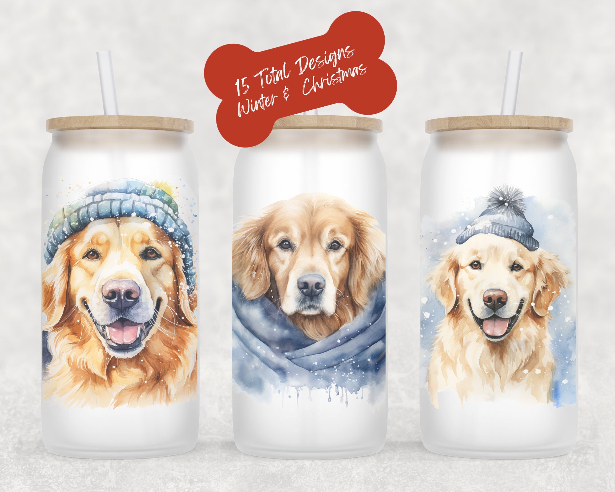 Golden Retriever Christmas Coffee Glass | Dog Mom Gift | Golden Christmas Mug | Golden Retriver Coffee Cup | Christmas Coffee Mug