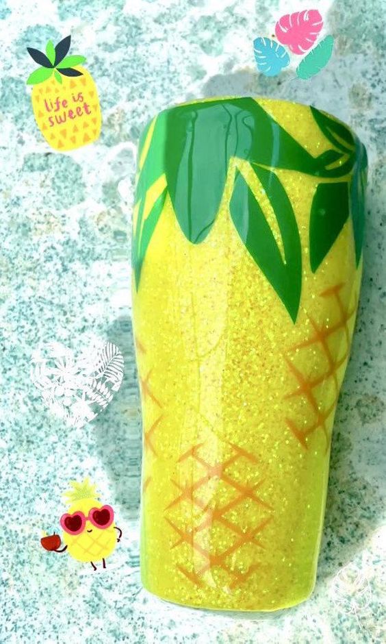 Custom Pineapple Glitter Tumbler