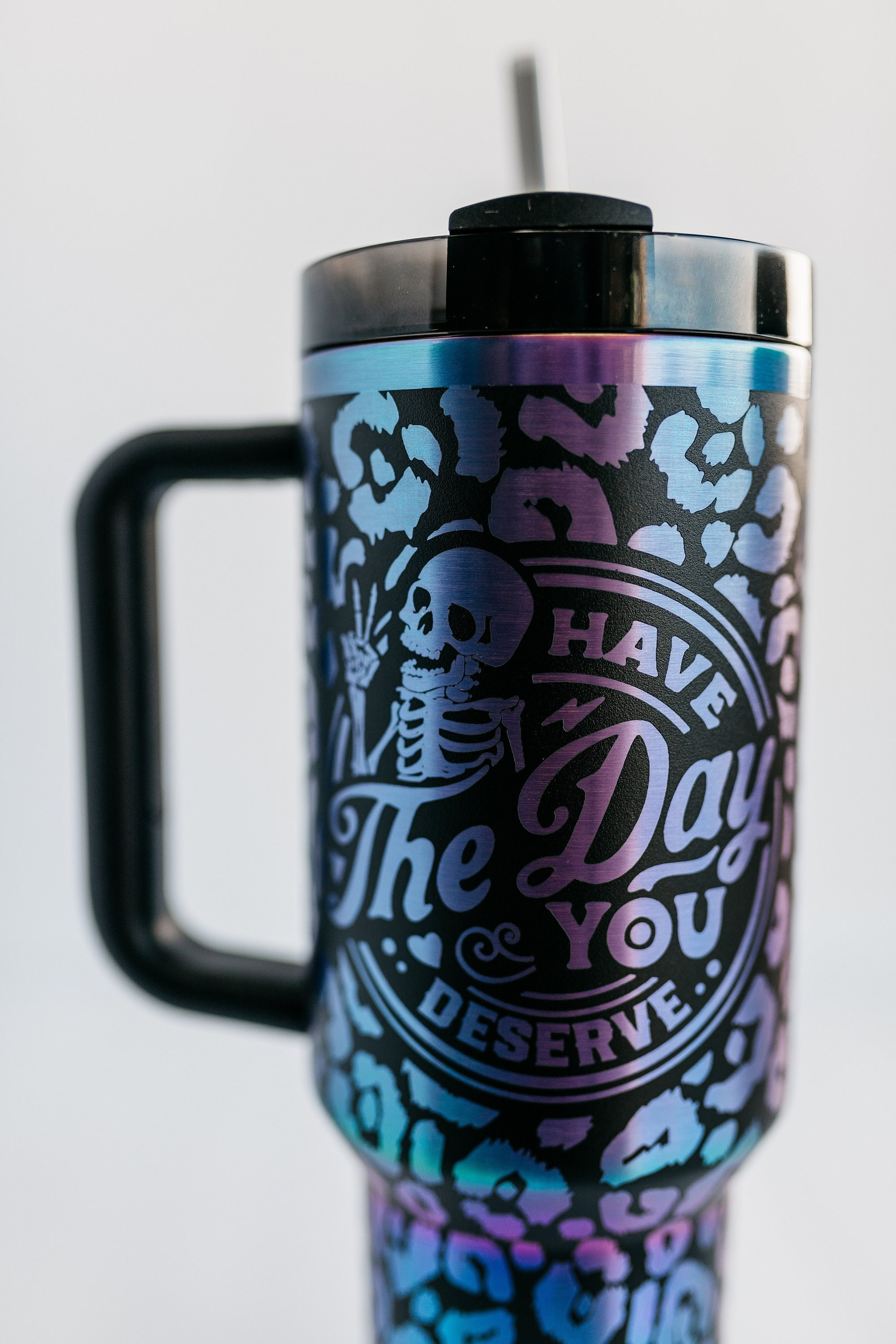 Stanley 40oz tumbler | Have The Day You Deserve Custom Engraved | Leopard Cheetah Animal Print