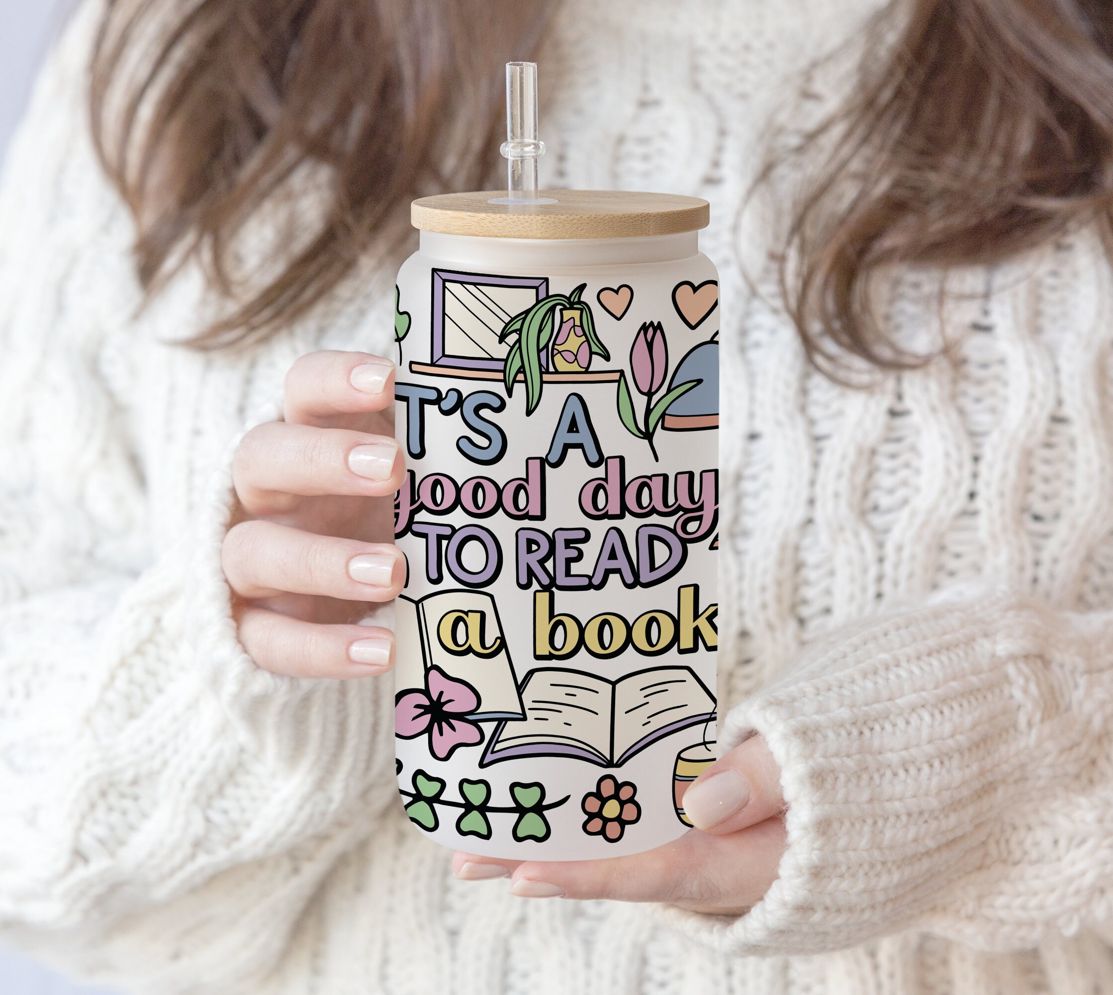 16 oz Libbey Beer Glass Can Boho Booktrovert Reading Lover | Funny Book Lover Floral Book | Reader Book Quotes Bookworm Booktrovert PNG file