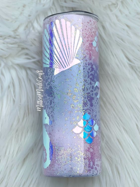 Mermaid Glitter Tumbler, Personalized Tumbler, Ocean Glitter Tumbler