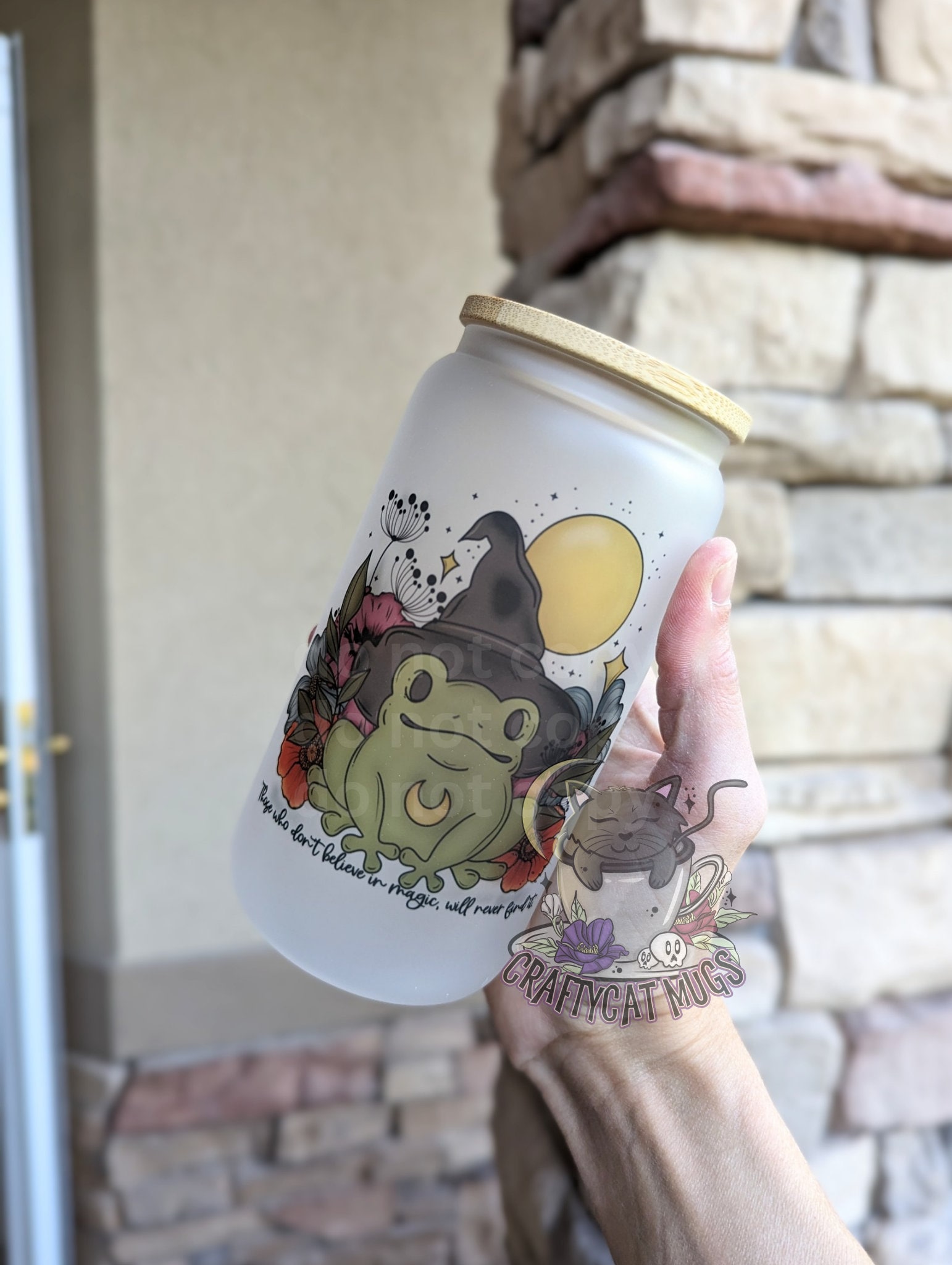 Frosted Glass Can | Iced Coffee Cup | Witchy Coffee Glass | Frog Magic Mug