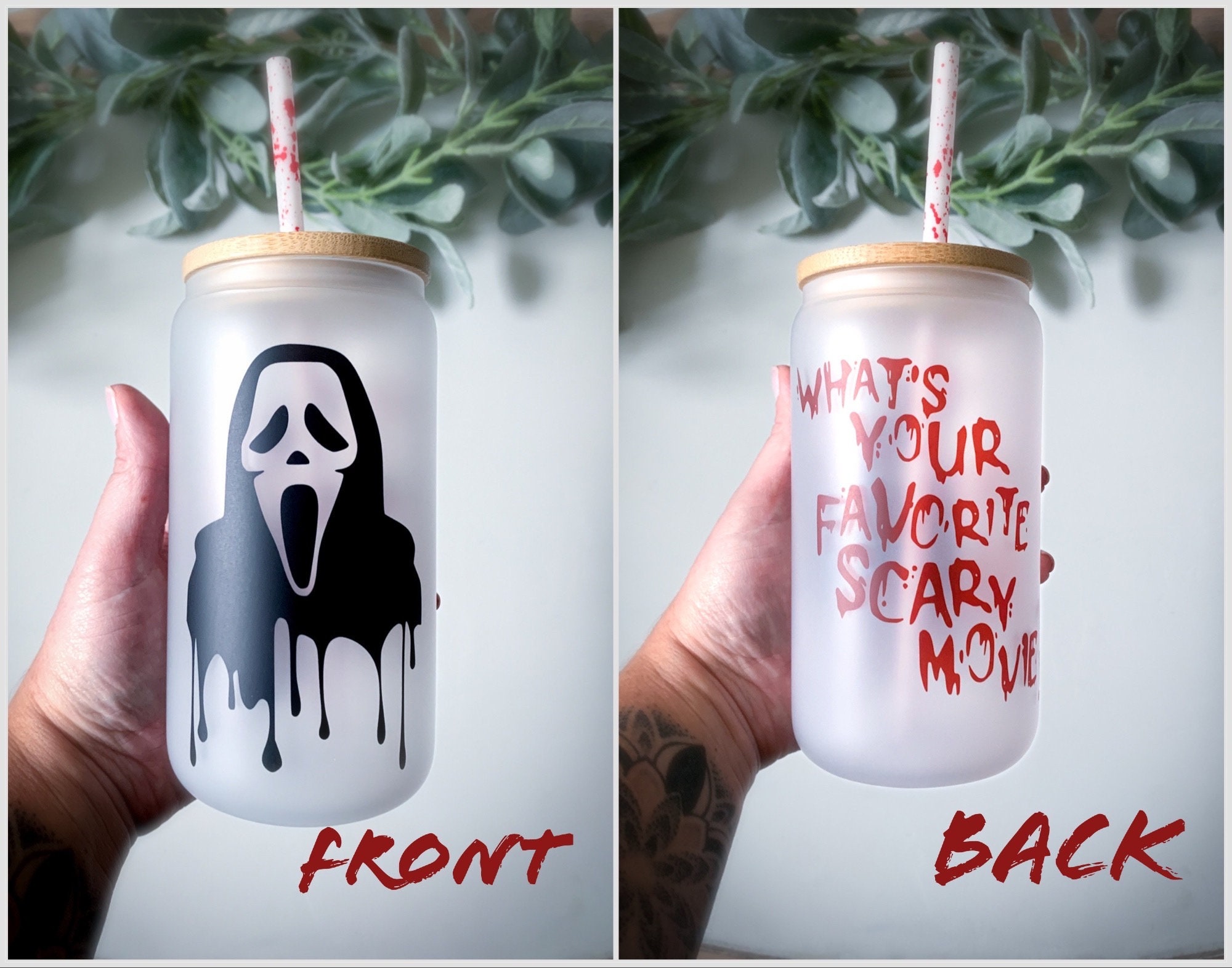 Ghost Mask- What’s your favorite scary movie?/ scream/ Halloween cup/Horror movie beer can cup/ beer can cup/ skull cup