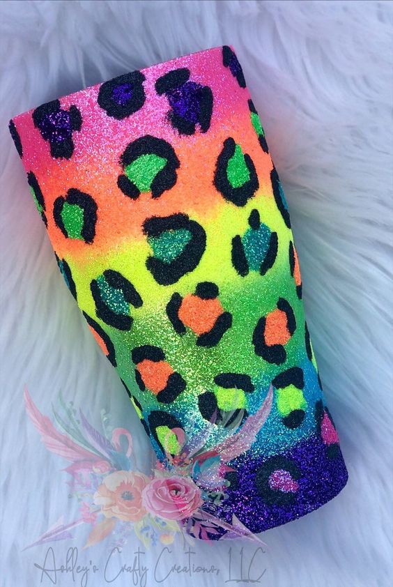 Lisa Frank Leopard Glitter Tumbler