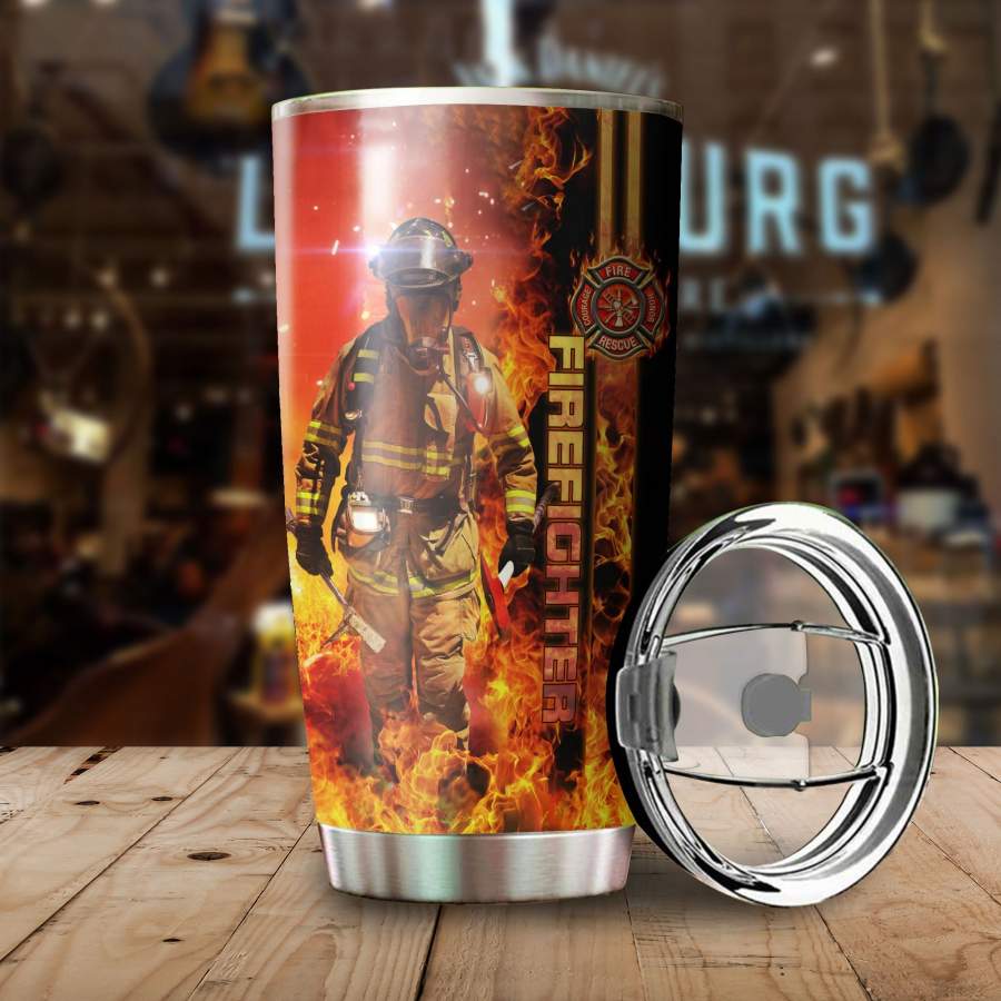 Brave Firefighter Stainless Steel Tumbler