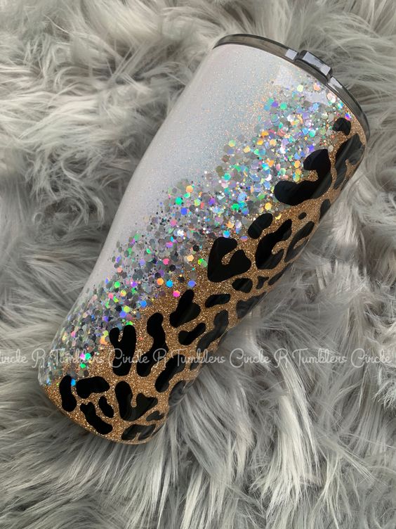 Cheetah Print and Opal Glitter Tumbler